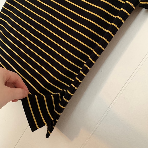 🖤Lauren Ralph Lauren Boat Neck Top Black w/ Gold Sparkling Stripes Cotton NEW🖤 - Picture 4 of 12